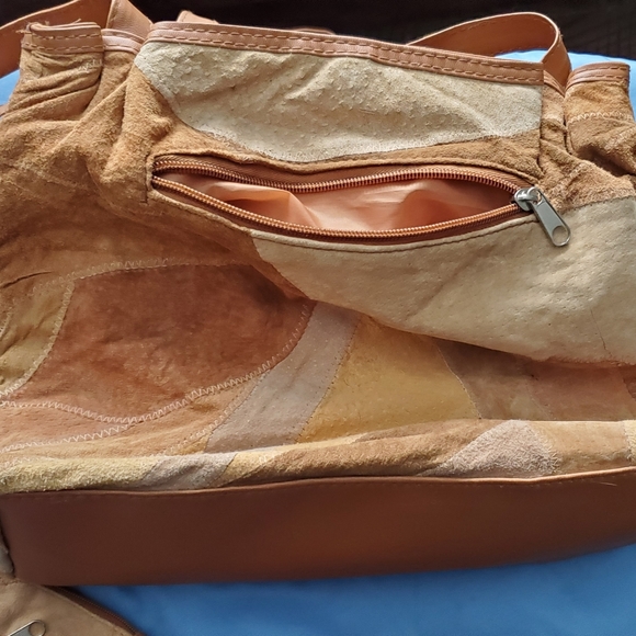 Suede Patchwork Handbag, Large Capacity, Multiple Pockets - Picture 11 of 13